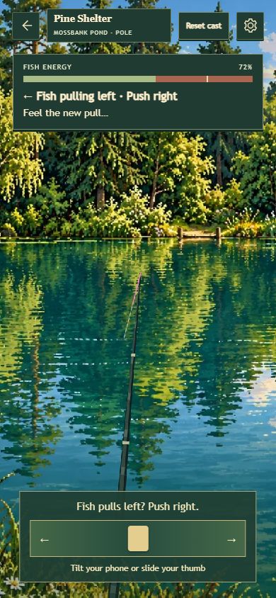 Pole fishing at Mossbank, showing the left-right pressure control and fish energy